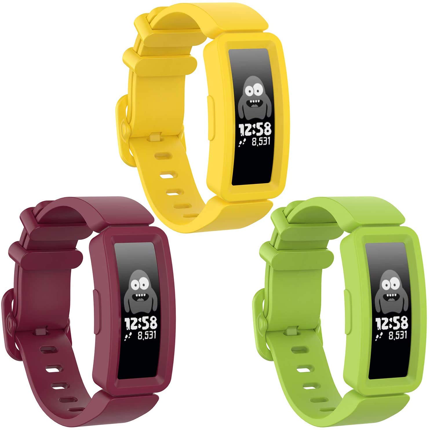 Shieranlee Compatible with Ace 2 Bands for Kids 6+, Soft Silicone Bracelet Accessories Watch Band Repalcement Strap, Colorful Sport Wristbands for Fitbit Ace 2/ Inspire HR for Boys Girls