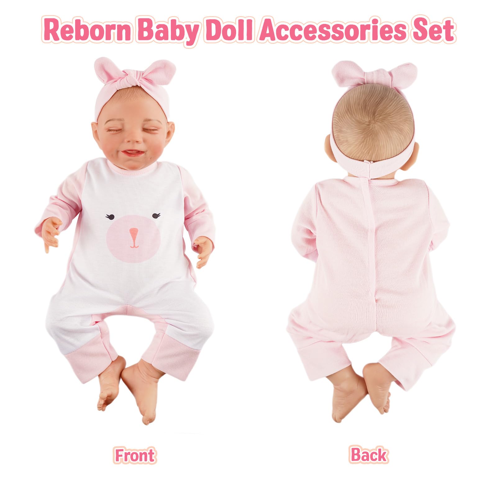 BABESIDE 2 PCS Reborn Baby Doll Clothes with Hat for 17-22 Inch Dolls, Bunny Baby Dolls Outfit Accessories Set BabyClothing,Girls