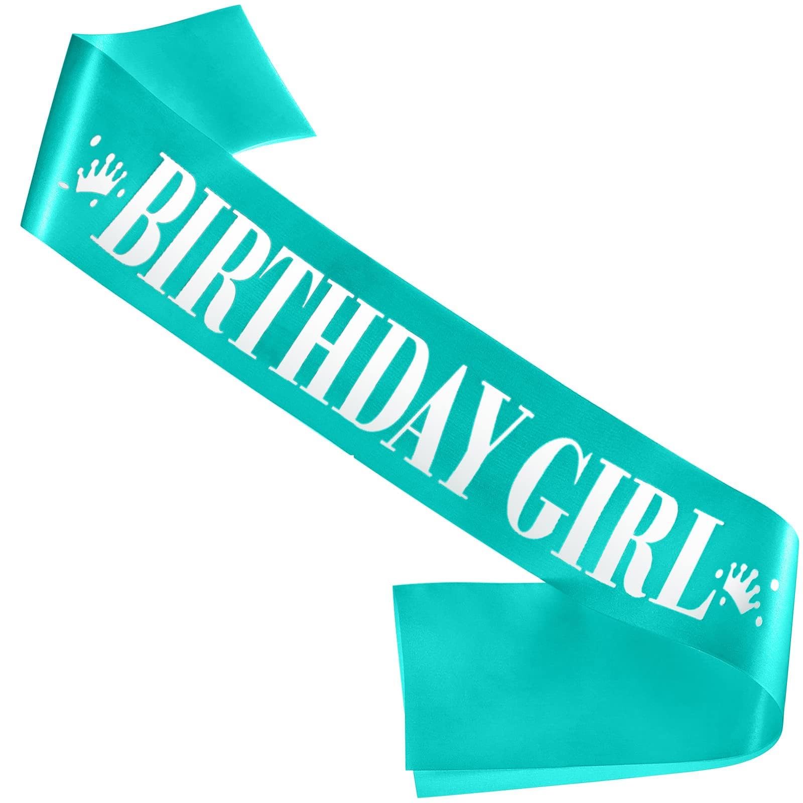 Yaomiao Birthday Sash for Women Birthday Sash Party Decorations and It's My Button Glittery Metal Pin Its My Pin Badge for Party Decoration(Blue Green)