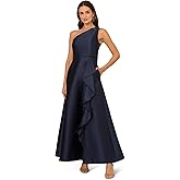 Adrianna Papell Womens One Shoulder Mikado Gown