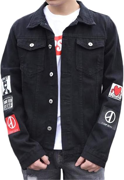 Amazon トーダー ジージャン メンズ デニム プリント ポケット ショート丈 長袖 ボタン 詰め襟 ゆるシルエット Gジャン カジュアル コート ジャケット 通販