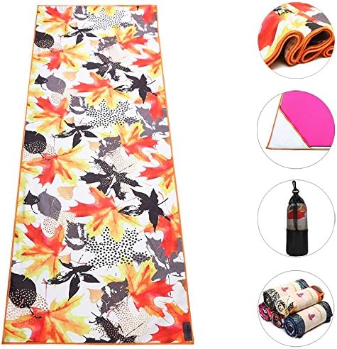 Boence Yoga Towel,100% Microfiber Yoga Mat Towel with Corner Pocket Design - Anti-Slip & Sweat Absorbent & Machine Washable 72" x 26" Print Yoga Blanket Towel - Perfect for Hot Yoga, Pilates, Fitness