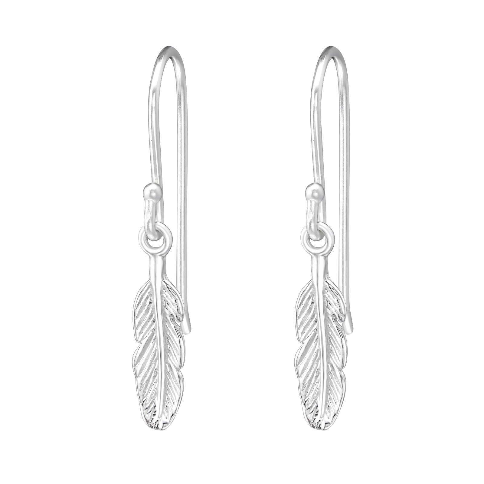 The Rose & Silver Company Women 925 Sterling Silver Feather Hook Earrings