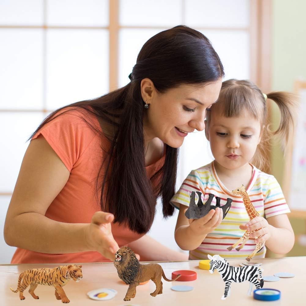 Kimicare 20PCS Safari Animals Figures Toys, Realistic Plastic Animals Figurines, African Zoo Wild Jungle Animals Playset with Elephant Giraffe Lion Tiger, Birthday Gifts Christmas Stocking Stuffers
