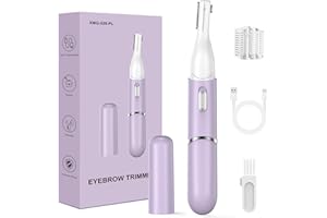 Yinowt Eyebrow Trimmer, Women's Facial Hair Remover ＆ Eyebrow Trimmer with Pivoting Head - Rechargeable Double-Sided Eyebrow Razor with Comb, Portable Eyebrow Razor Electric, Easy Cleaning (Purple)