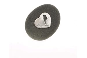 WHITNEY HOWARD DESIGNS Sympathy Remembrance Gift – Angels Are Near - Pewter Plate on a River Stone – Nice Addition to a Memorial Garden to Commemorate The Loss of a Loved One