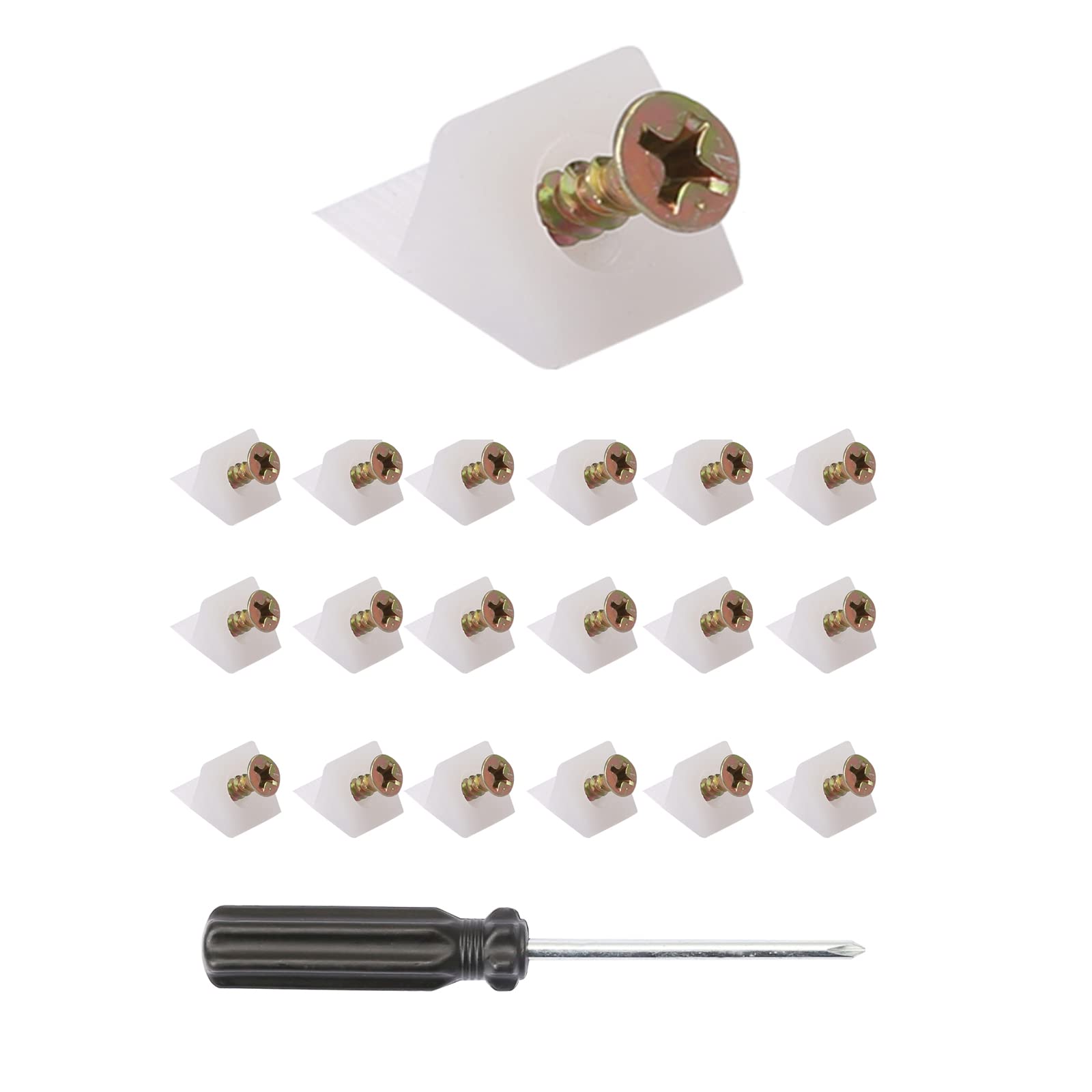 100 Pieces Drawer Base Support Brackets with Screws, Furniture Drawer Repair Kit, Mending Wedges Corner Brace Plastic Back Panel Connector Holder Stabilizers - White