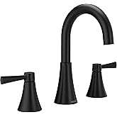 Moen Ronan Matte Black Two-Handle Widespread Modern Bathroom Faucet, Valve Included, 84023BL