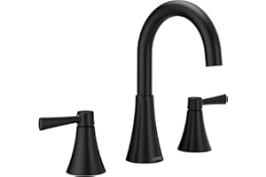 Moen 84023BL Ronan Two-Handle Widespread Modern Bathroom Faucet, Valve Included, Matte Black