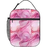 Plistiz Pink Marble Lunch Box for Women Men, Insulated Lunch Box, Reusable Lunch Bag for Office, Work, Picnic, Travel