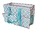 7 Pocket Fashion Print Tote Utility Bag (Geometric Turquoise - Red)