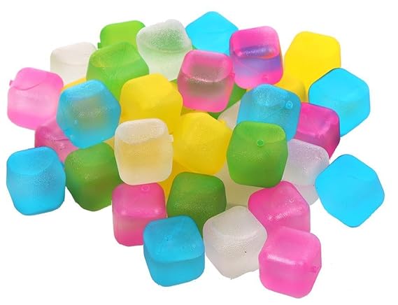 RIANZ Pack of 20 Square Reusable Ice Cubes | Filled with Pure Water (Assorted Colors)