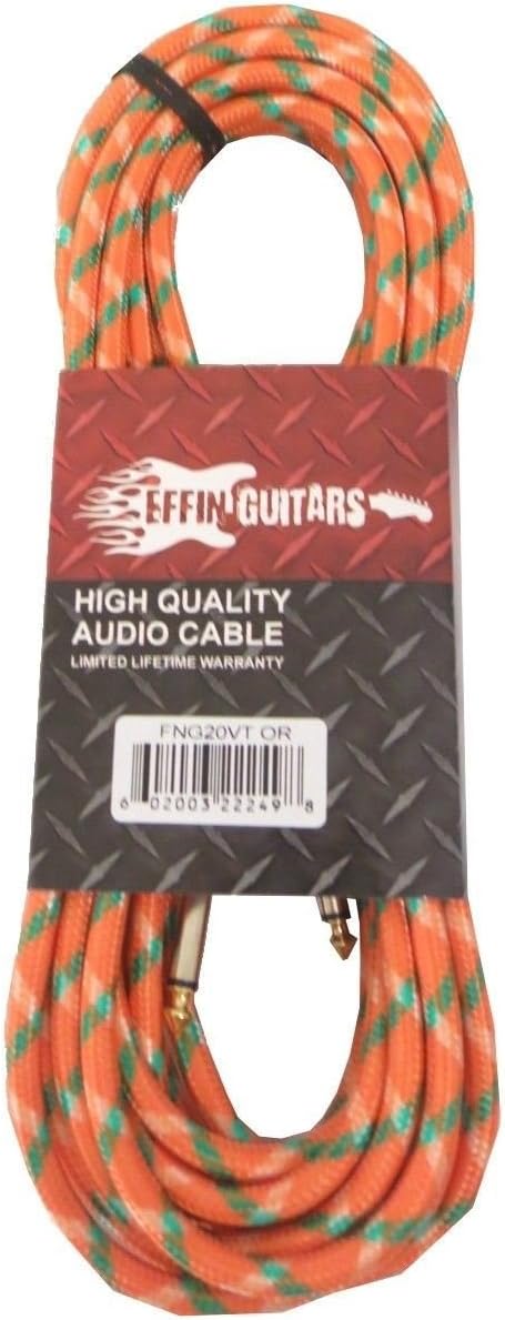 Effin Guitars 20 Foot Orange Vintage Tweed Instrument Cable 20' / 6m -#FNG20VTOR