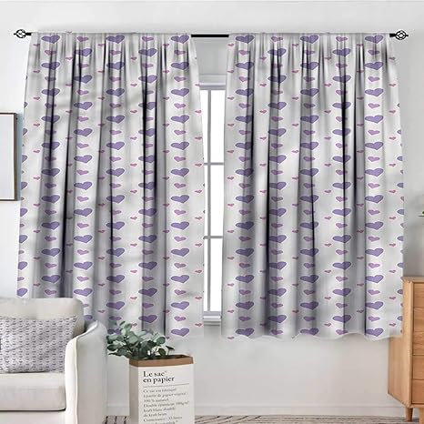 Amazon Com Kids Patio Door Curtains Ight Bocking Love Icon Lilac
