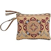 Myra Bag Hope Pouch - 9.5x8 Western Travel Makeup Bag, Organizer with Canvas and Leather Wrist Strap, Small Travel Toiletry Bag for Women, Compact Cosmetics Case, Cute Skincare Pouch, Boho Gift