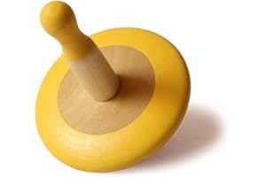 Shumee Organic Handmade Spinning Top 1 Pc/Set(Yellow)|6 cm| 100% Child Safe| Gyroscopes Toy| Fidget Spinner| Educational Toys|Montessori,Kindergarten Toy| Gift Toys for Kids/Toddlers