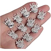Opexicos 50Pcs Cute Cow Charms Cow Pendants Antiqued Tibetan Silver Tone Double Sided 12 x 17 mm DIY Handmade Accessories Craft Decoration