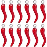 SUNNYCLUE 1 Box 30pcs Red Pepper Charms Pepper Charm Bulk Enamel Alloy Italian Horn Chili Spicy Hot Vegetables Charms With Silver Ring For Jewelry Making Earrings Bracelets Necklaces Diy Crafting