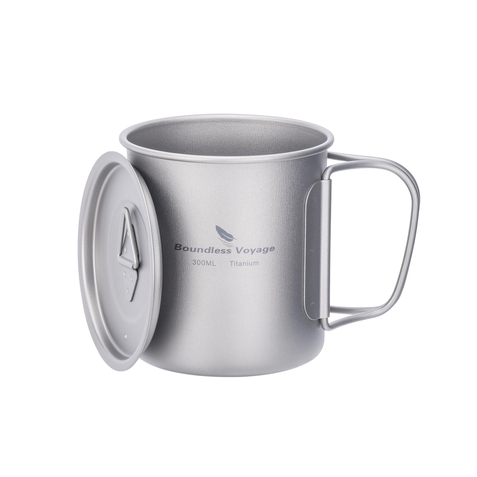 iBasingo 300ml Titanium Mug Camping Cup Tea Coffee Water Pot with Lid Ultralight Outdoor Travel Tableware with Foldable Handle Picnic Backpacking Trekking Portable Drinkware Survival Gear Ti3034D