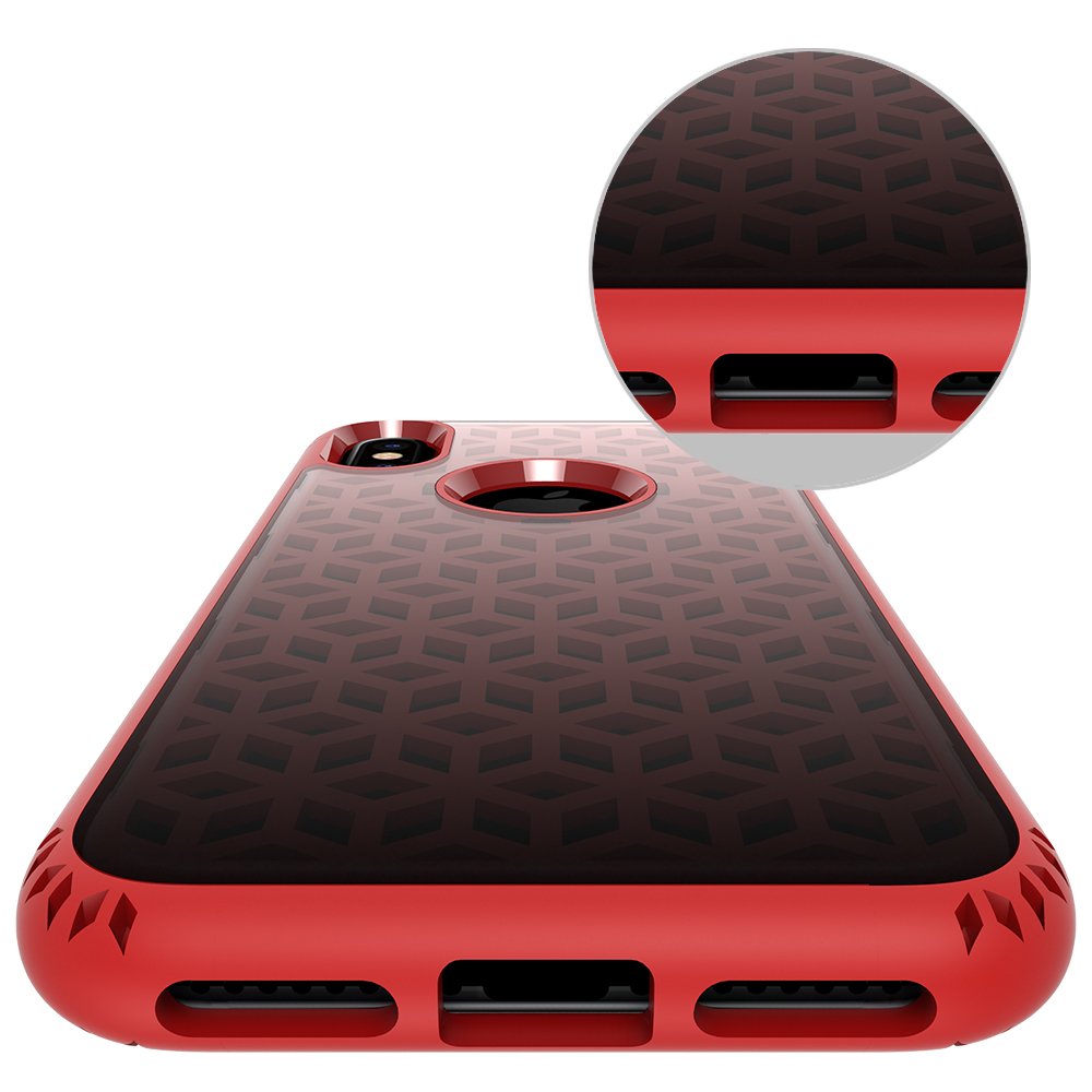iPhone X Case, MagicSky Shockproof Slim Corner Protection with Resilient Shock Absorption Rubber Protective Case Cover for Apple iPhoneX - Red and Black