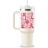 ROSTANTEN Girl Mom Gifts - In My Girl Mom Era 40oz Travel Cup Insulated Tumbler with Lid & Straw - First Mothers Day Gifts for New Moms Girls - Gift for Mommy To Be, Moms of Girls