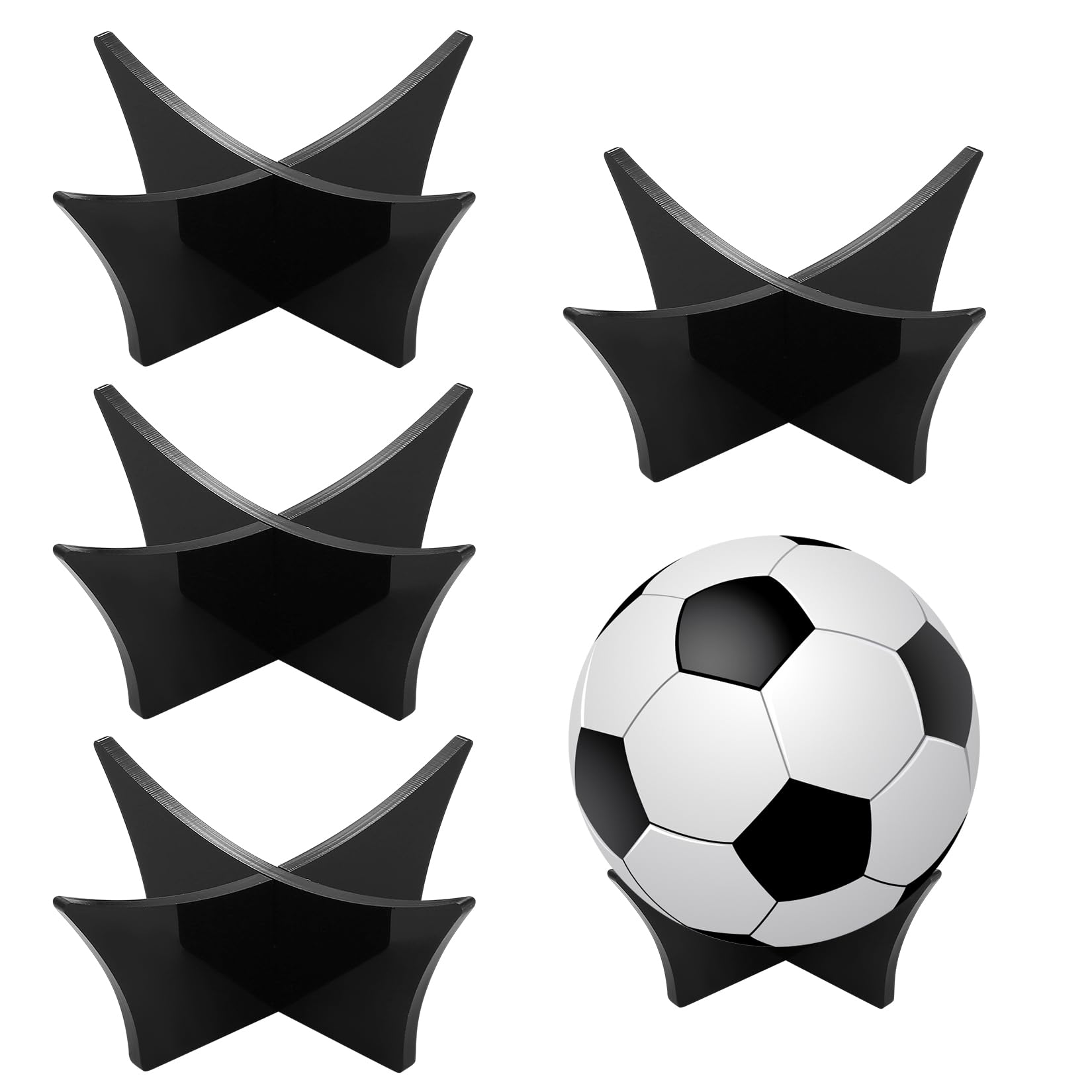 qxayxa 4 Pcs Football Display Stands Acrylic Ball Display Stand, Basketball Stands Volleyball Football Soccer Sport Rugby Ball Storage Stand Holder, Black