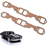 SBC Header Gaskets Fit for SB Chevy 327 305 350 383 Small Block Oval Port | Copper Exhaust Header Gasket Seals; Header Collector Gaskets (2PCS)