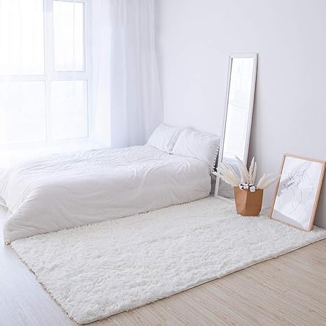 Amazon プラッシュラグ スーパーソフトラグ ベッドルームのベッドサイドラグ モダンなホームリビングルームラグ 子供用ルームクッション 厚いラグ 白 ラグ カーペット オンライン通販