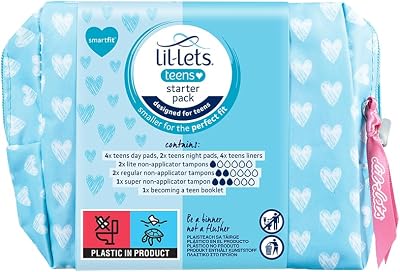 Lil-Lets Teens Starter Pack First Period Kit with Pads Liners Tampons