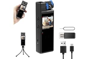 YYCAMUS Body Camera, HD 1080P Video Camera with Audio and Video Recording, 1.3" LCD Screen Recorder Night Vision Camera, 180° Rotating Lens Wearable Clip Body Cam for Work, Outdoor