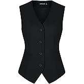 MINTLIMIT Sleeveless Waistcoat Vest for Women Button Down Economy Dressy Suit Vest Waistcoat, Black, M