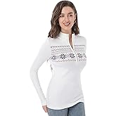 AmélieBoutik Women Fair Isle Quarter Zip Pullover Sweaters Long Sleeve Collared Fitted Knit Tops