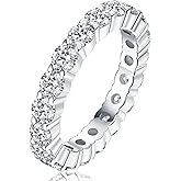 YUQIGG Moissanite Rings, Sterling Silver Eternity Stackable Ring Band, Promise Engagement Wedding Rings for Women Girls, Size 5-10, 1.9-2.3ct Moissanite Wedding Band