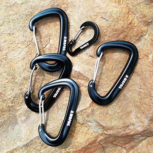 WAPAG Carabiner Clip Keychain, 12KN / 2645lbs 7075 Aluminum Heavy Duty Caribeaner, for Sports & Outdoors, Hammock, Camping, Hiking, Key (Black) - Thumbnail 5