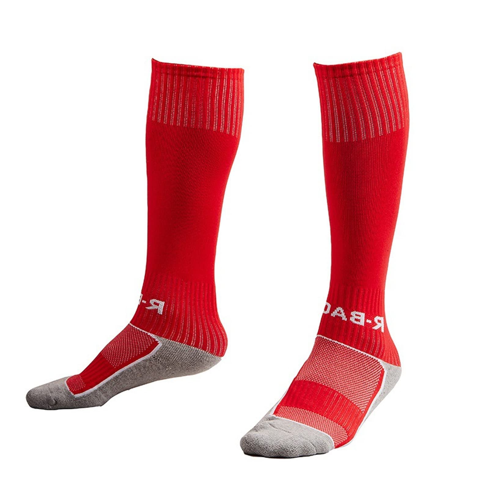 EQLEF Boys Soccer Socks, Children Non Slip Long Compression Socks Quick-drying Elastic Football Running Sports Socks For Kids 6-7 Years Old (red)