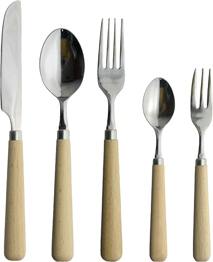 Amazon Co Jp ナガオ 燕三条 ウッド ディナーカトラリーセット 5本 日本製 ホーム キッチン
