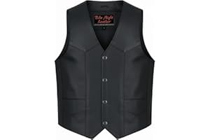 DS DANIEL SMART Daniel Smart Leather Vests for Kids Premium Cowhide Black Leather Vest with Unique V-Neck Design & Multiple Pockets