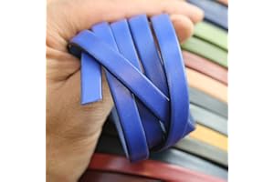 EZZO Flat Genuine Leather Cord for Bracelet Making 3/8 in. - Real Leather Strip for Jewelry, Keychain, DIY Craft Making, Watch Band, Purse Strap, 1.1 Yard (Royal Blue)