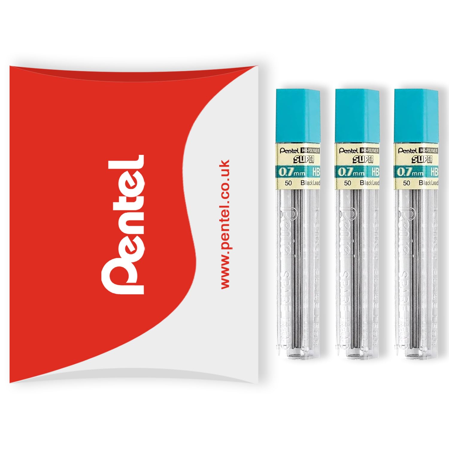 Pentel Super Hi-Polymer Mechanical Refill Leads - for Automatic/Mechanical Pencils - in Pentel Pillow Packaging (0.7mm HB, Pack of 3)