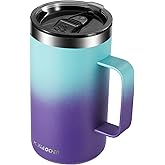 KXIAOCHEN 20oz Insulated Coffee Mug with Lid, Stainless Steel Coffee Cup, Double Wall Vacuum Coffee Tumbler with Handle, Premium Thermal Travel Coffee Mug (Blue Green+Purple)