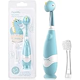 Papablic Toddler Sonic Electric Toothbrush Kids for Ages 1-3 Years, Baby Electric Toothbrush with Cute Dino Cover and Smart LED Timer, 2 Brush Heads (Debby)