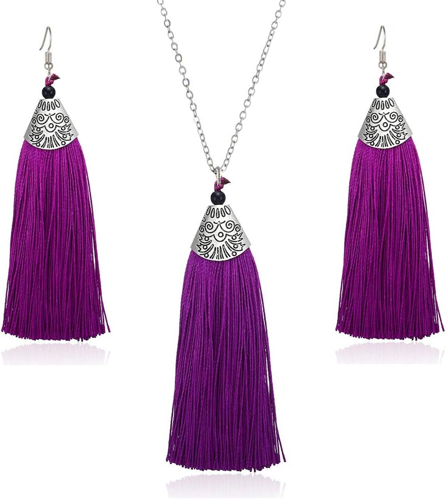 Tuoke-peri Bohemian Handmade Tassel Earrings Necklace Statement Antique Jewelry Sets Long Adjustable Chain …