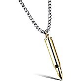 MONIYA Stainless Steel Bullet Shape Cremation Urn Necklace for Ashes Memorial Keepsake Jewelry, 21.65" Box Chain