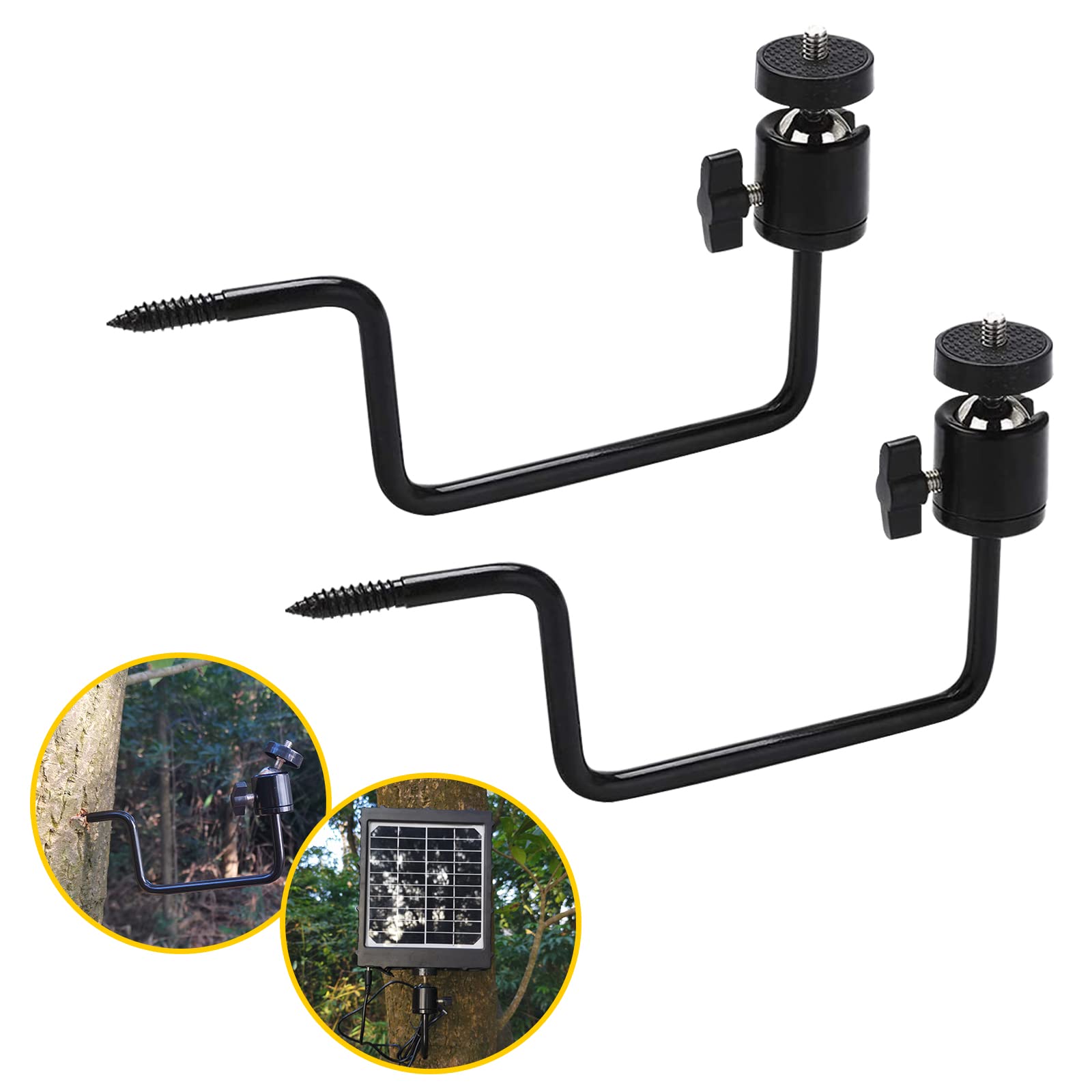 2-Pack Trail Camera & Action Camera Tree Mounts Bracket 360° Adjustable 1/4''-20 Solar Panel Mount Stand Holder