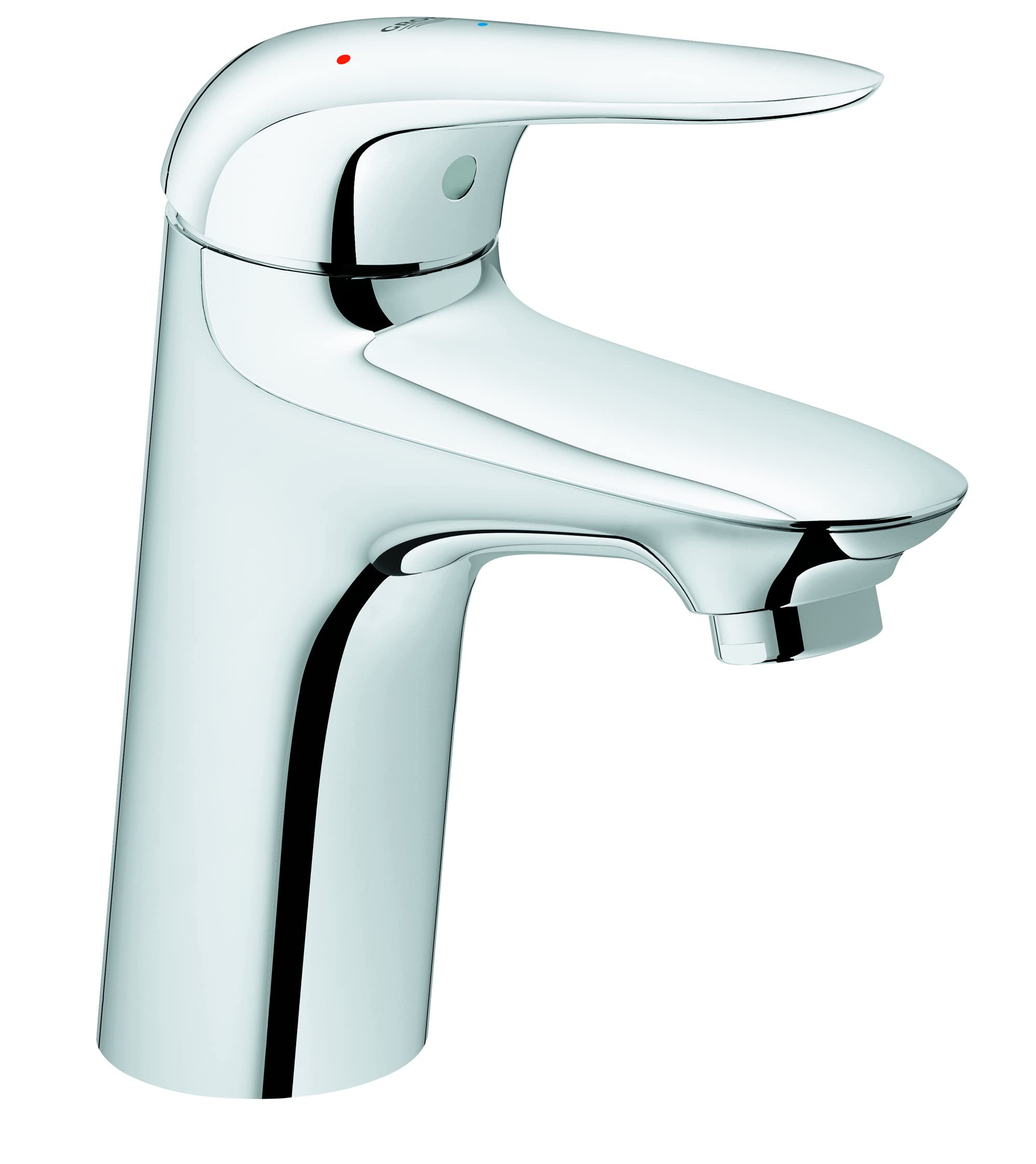 GROHE Wave Quickfix Single-Lever Basin Mixer with Push-Open Waste Set, S-Size, Water- and Energy-Saving, Chrome Easy to Fit with Quicktool 23748001