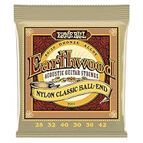 Ernie Ball Earthwood Folk Nylon Ball End Set, Clear and Gold
