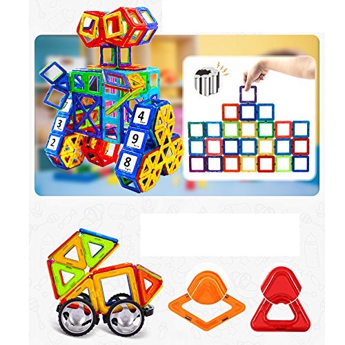 Magnetic Building Blocks - 95 pcs Large Set - 3D Educational Toys for Boys and Girls - Great for 3+ Years Old Toddlers and Kids - Tiles with Innovative Build Magnets - Great Gift for Children!