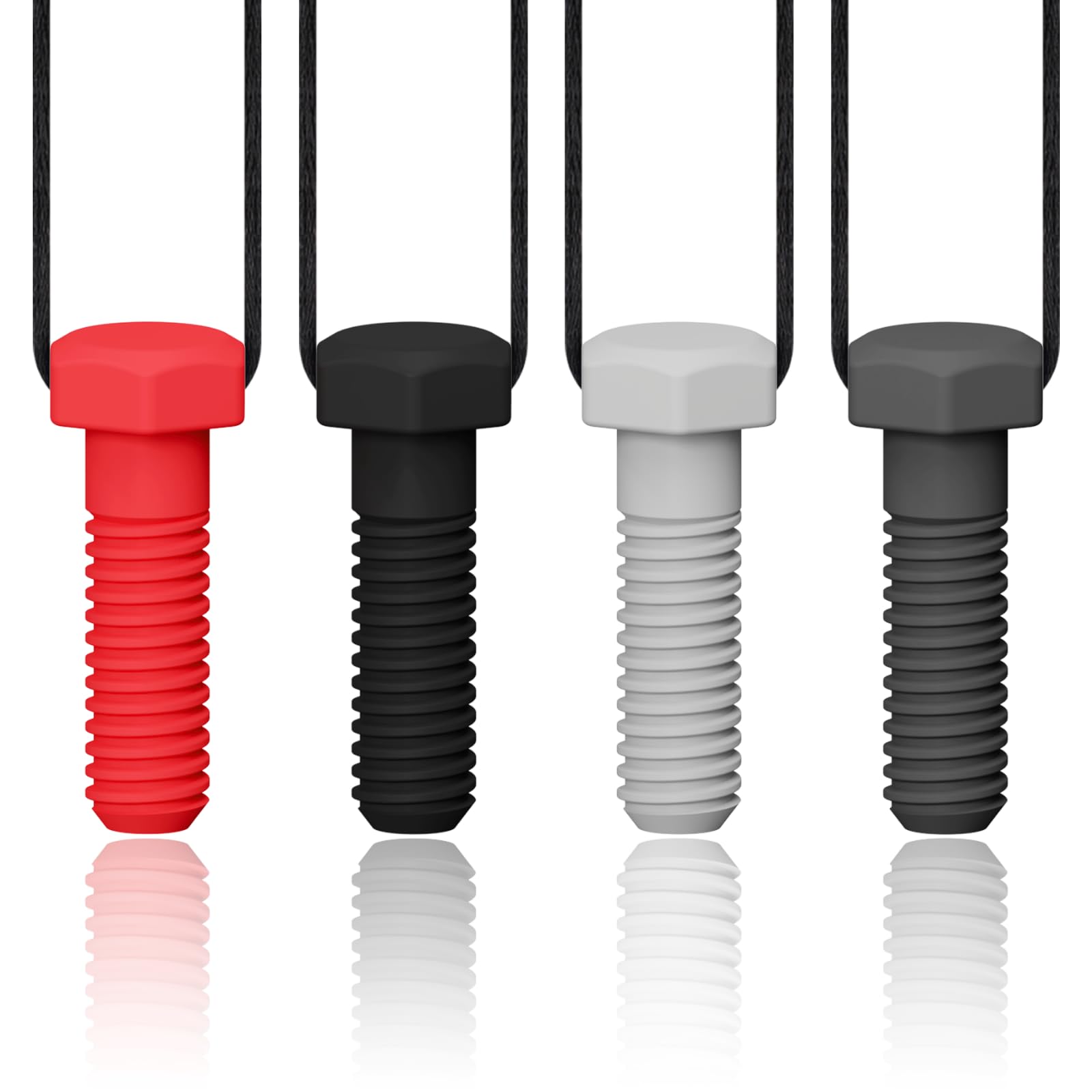 Photo 1 of Chew Necklaces for Sensory Kids, Screw Design Chew Necklace, Oral Motor Chewy Teether for Chewers with Autism, ADHD, SPD, or Biting Needs, 4 Packs