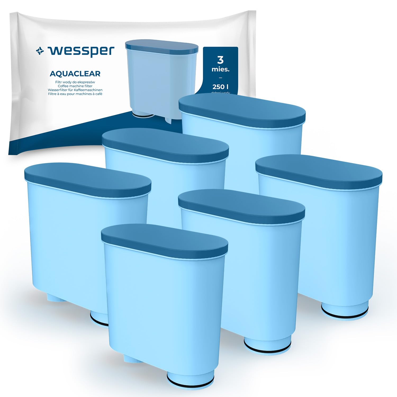 Wessper Water Filter Cartridge for Philips AquaClean CA6903/10, CA6903/22 | Limescale Removal | 6-Pack Replacement for AquaClean Coffee Machines