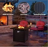 TLGREEN 28" Gas Fire Pit Table, 14.5 kW with Cover & Lava Stones view 4